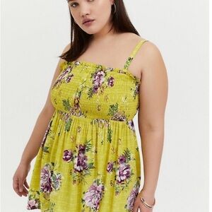 Torrid Babydoll Challis Smocked Floral Camisole Top NWT Sz-12
